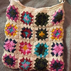 Fat Face Multicolor Crochet Crossbody Bag